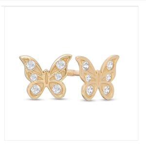 Kids Cubic Zirconia Butterfly Stud Earrings